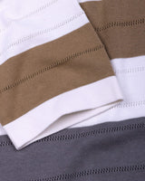 Mistral Brown Multicolor Stripe Knitted Cotton Polo T-Shirt