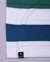 Mistral Blue Multicolor Stripe Knitted Cotton Polo T-Shirt