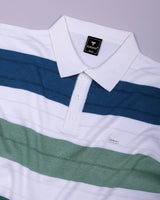 Mistral Blue Multicolor Stripe Knitted Cotton Polo T-Shirt