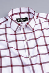 White with red windowpane check shirt