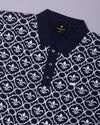 Wavy Blue Knitted Cotton Polo T-Shirt