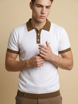 Weflon White Knitted Cotton Polo T-Shirt