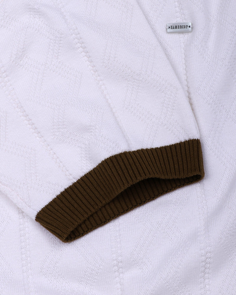 Weflon White Knitted Cotton Polo T-Shirt