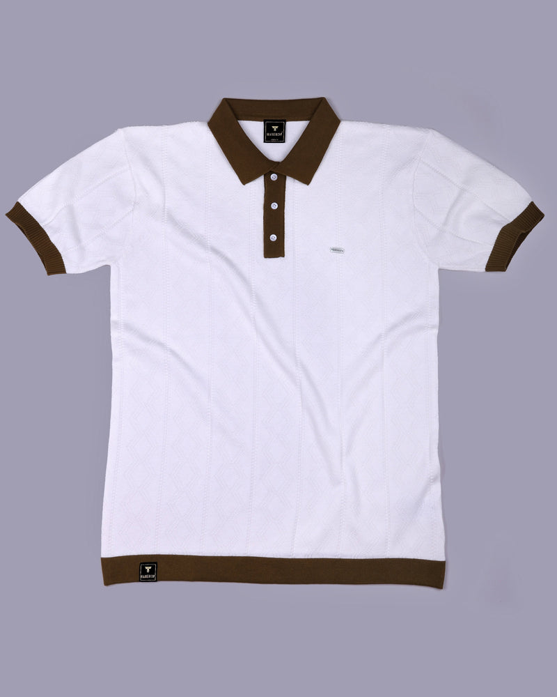 Weflon White Knitted Cotton Polo T-Shirt