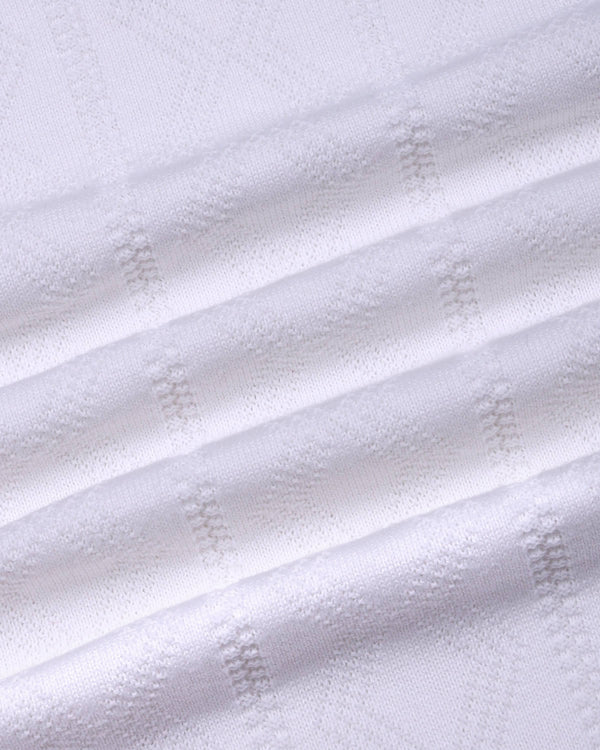 Weflon White Knitted Cotton Polo T-Shirt