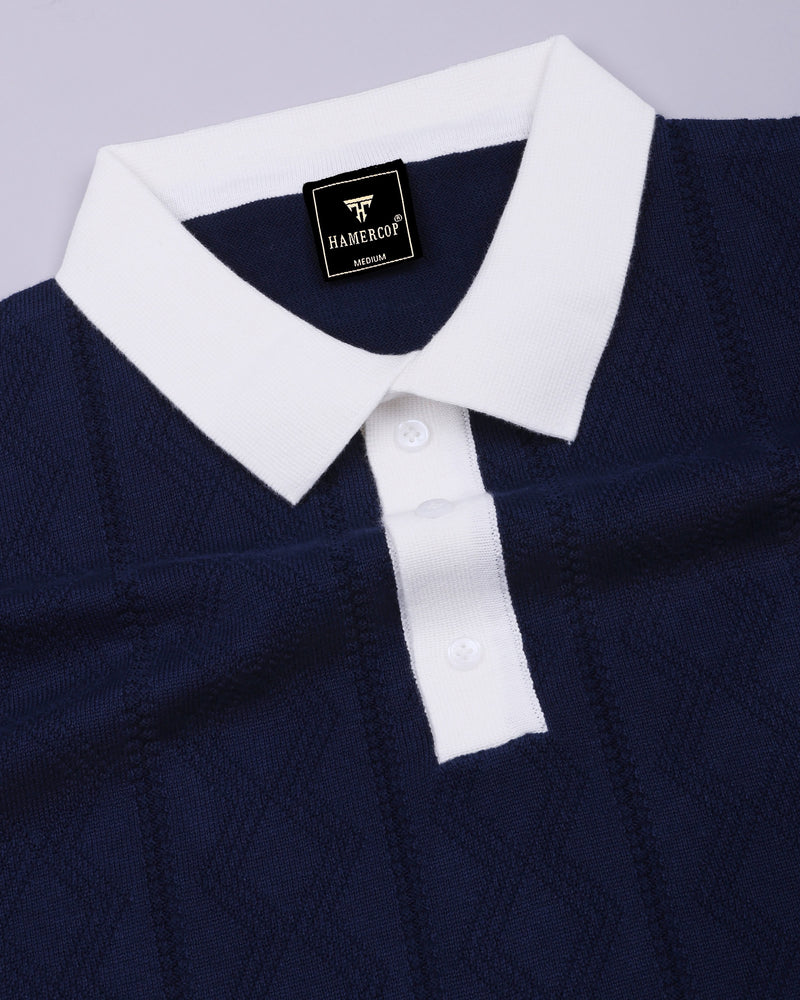 Weflon Blue Knitted Cotton Polo T-Shirt