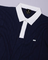 Weflon Blue Knitted Cotton Polo T-Shirt
