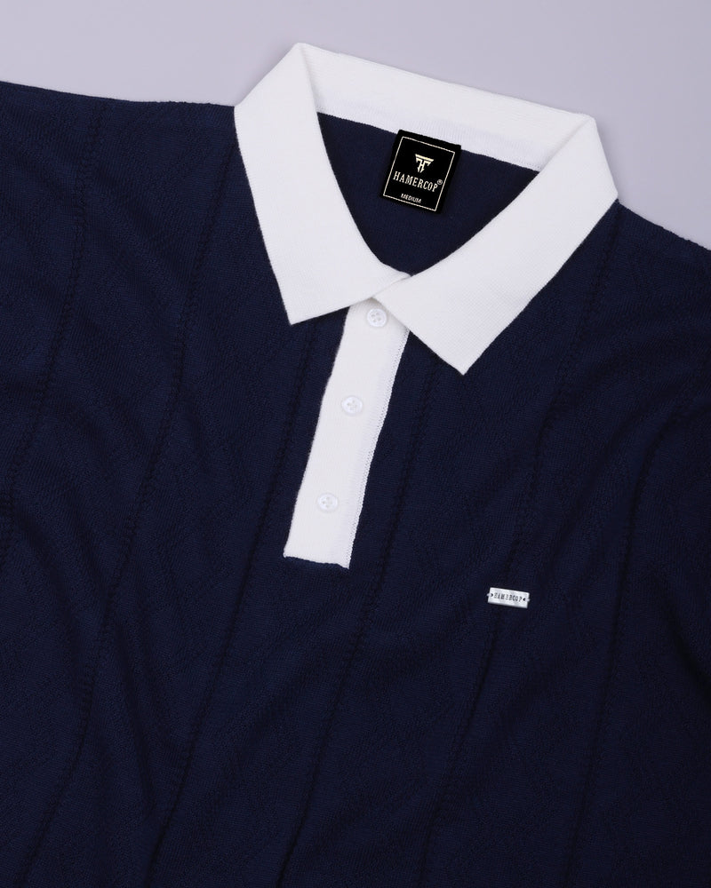 Weflon Blue Knitted Cotton Polo T-Shirt