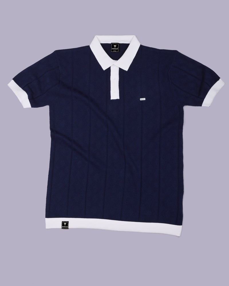 Weflon Blue Knitted Cotton Polo T-Shirt