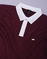Weflon Wine Red Knitted Cotton Polo T-Shirt