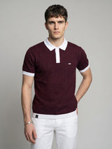 Weflon Wine Red Knitted Cotton Polo T-Shirt