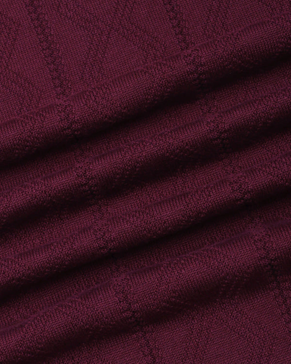 Weflon Wine Red Knitted Cotton Polo T-Shirt