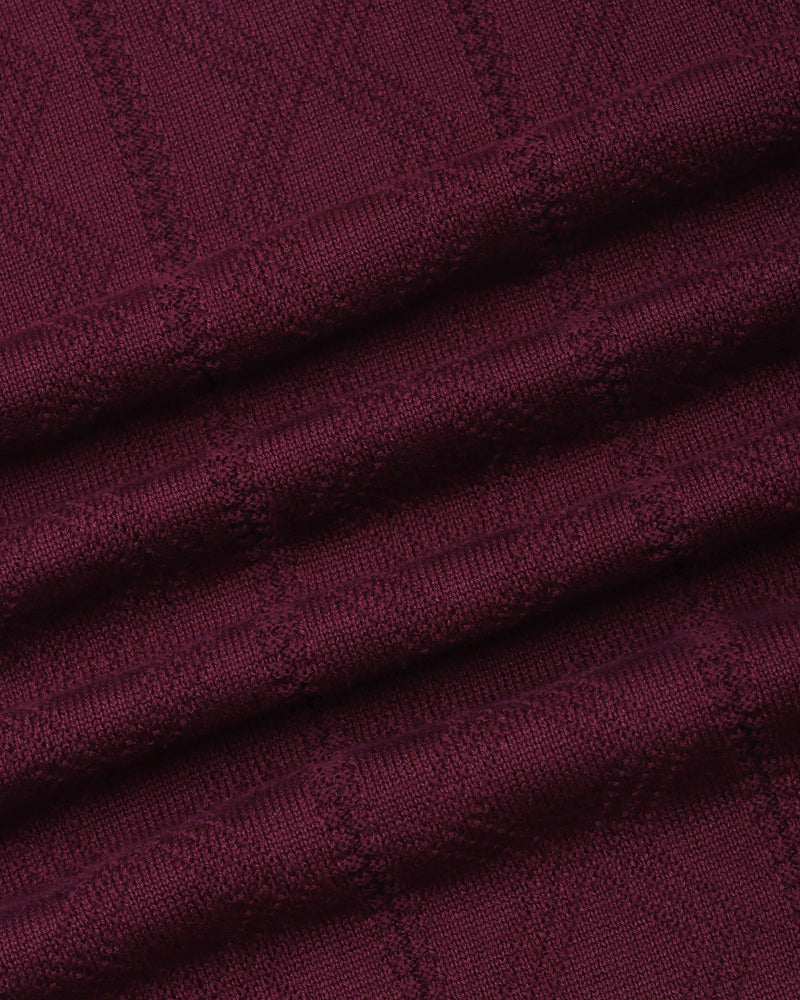 Weflon Wine Red Knitted Cotton Polo T-Shirt