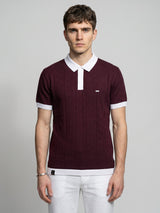 Weflon Wine Red Knitted Cotton Polo T-Shirt