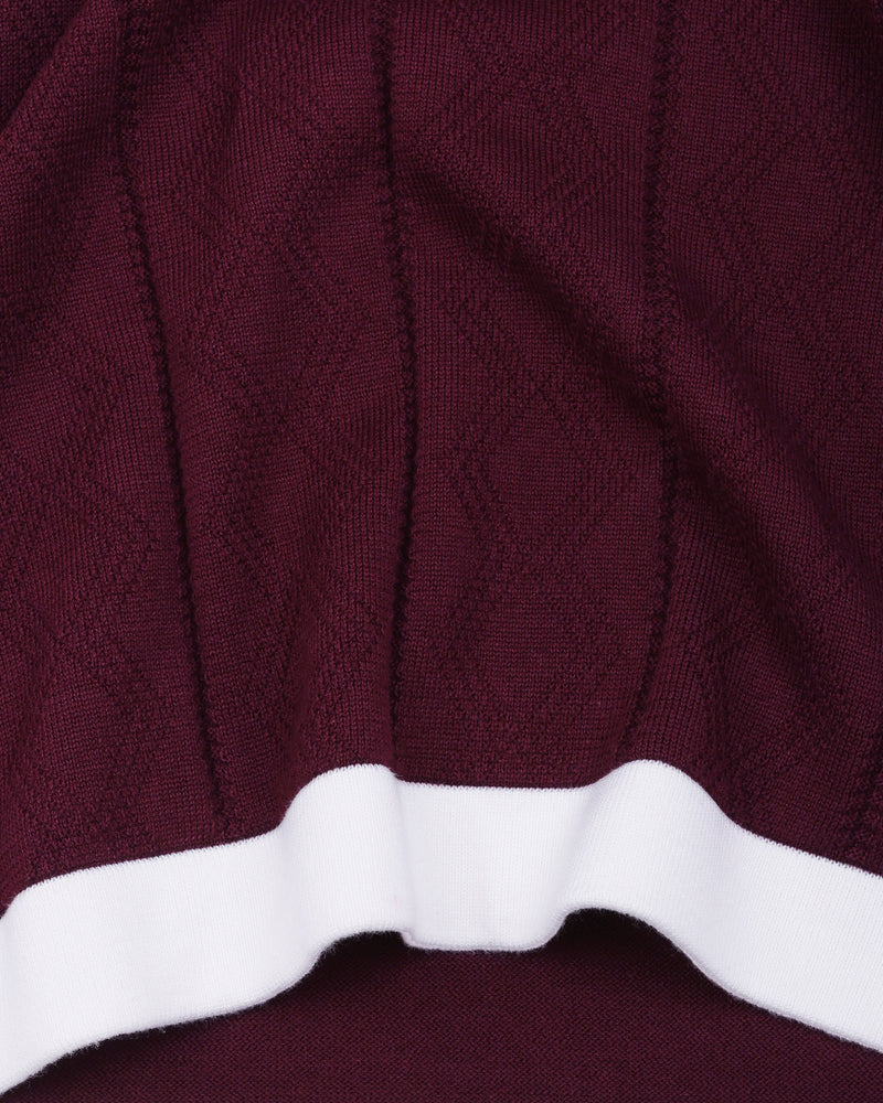 Weflon Wine Red Knitted Cotton Polo T-Shirt
