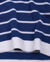 Yorkton Blue Stripe Knitted Cotton Zipper Polo T-Shirt