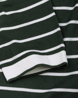 Yorkton Green Stripe Knitted Cotton Zipper Polo T-Shirt