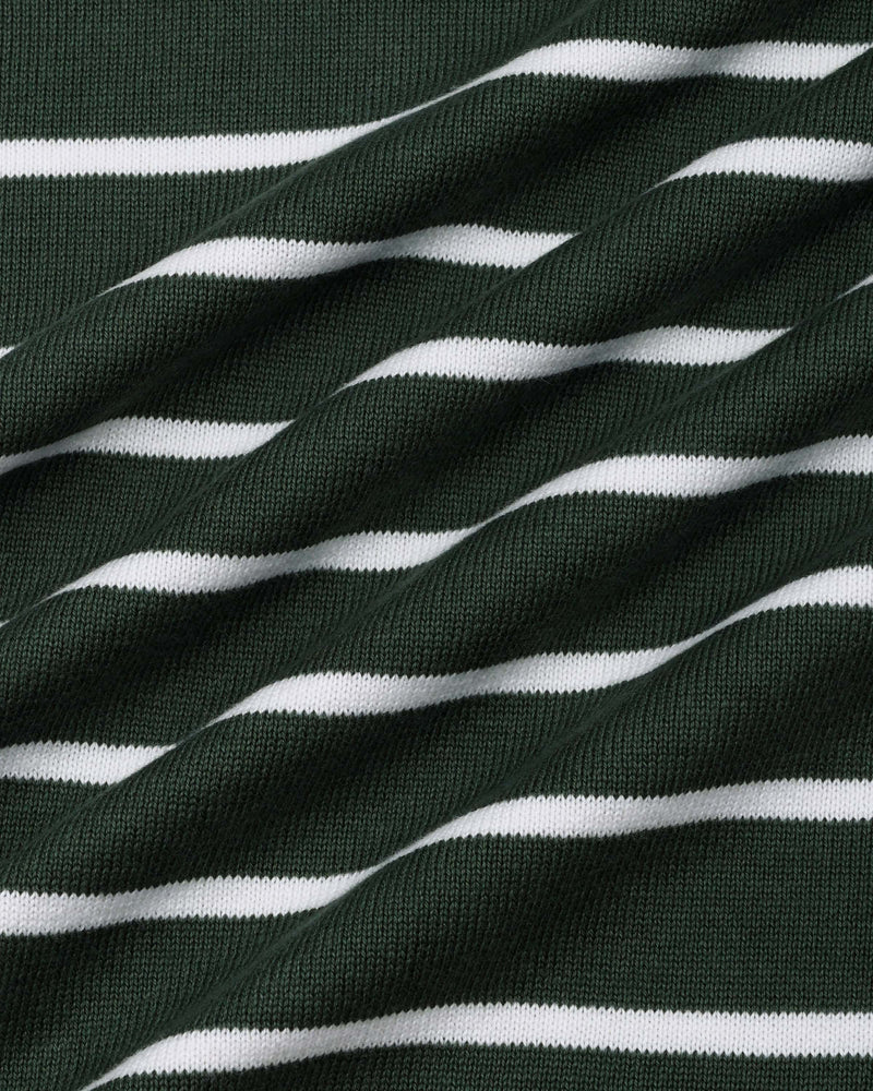 Yorkton Green Stripe Knitted Cotton Zipper Polo T-Shirt