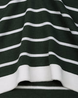 Yorkton Green Stripe Knitted Cotton Zipper Polo T-Shirt