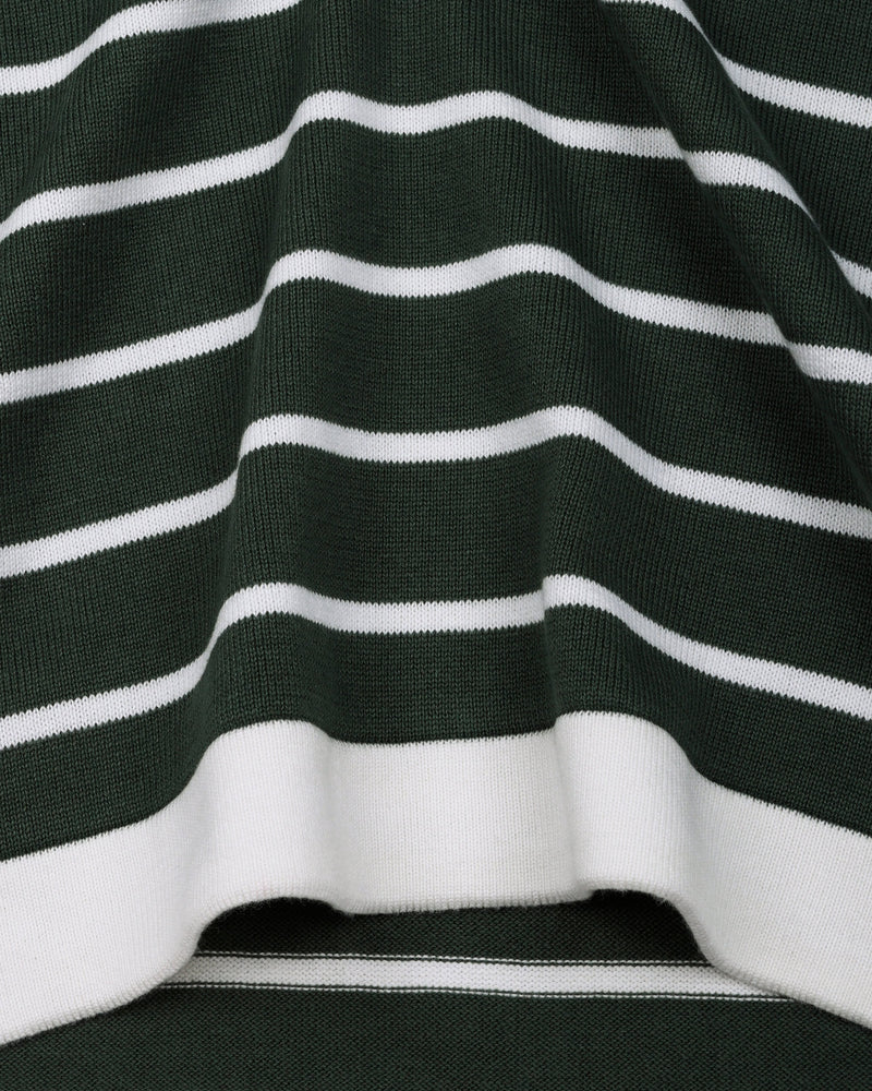 Yorkton Green Stripe Knitted Cotton Zipper Polo T-Shirt
