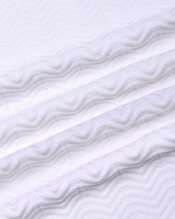 Ternary Blue And White Knitted Cotton Polo T-Shirt