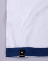 Ternary Blue And White Knitted Cotton Polo T-Shirt