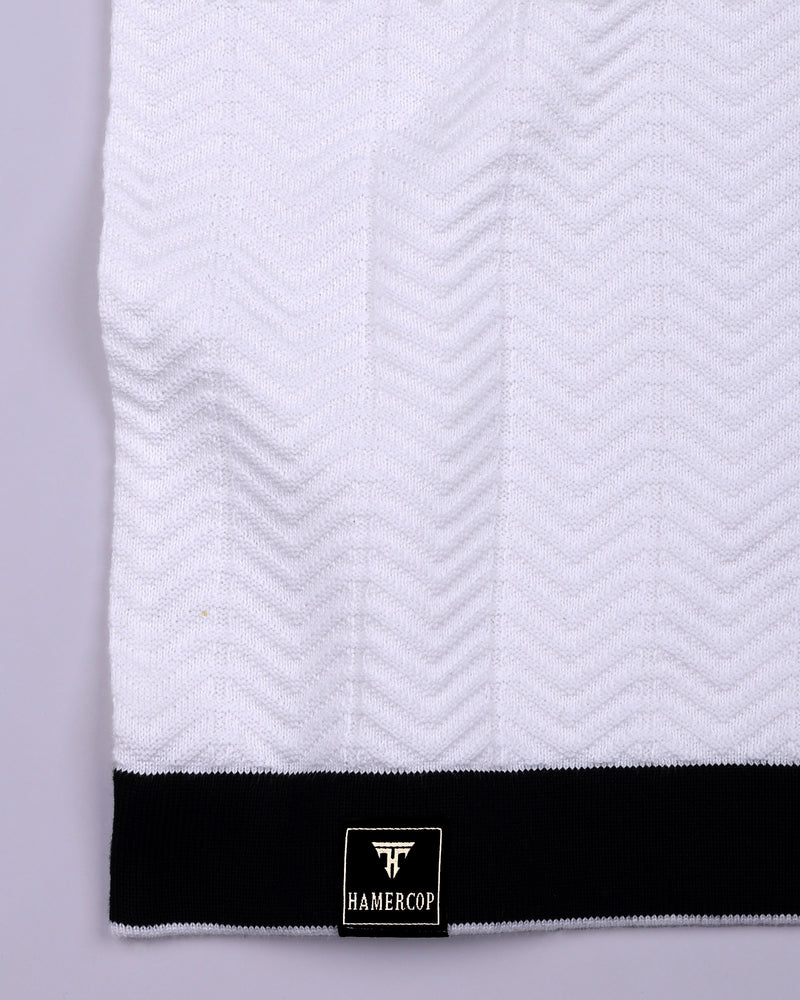 Ternary Black And White Knitted Cotton Polo T-Shirt