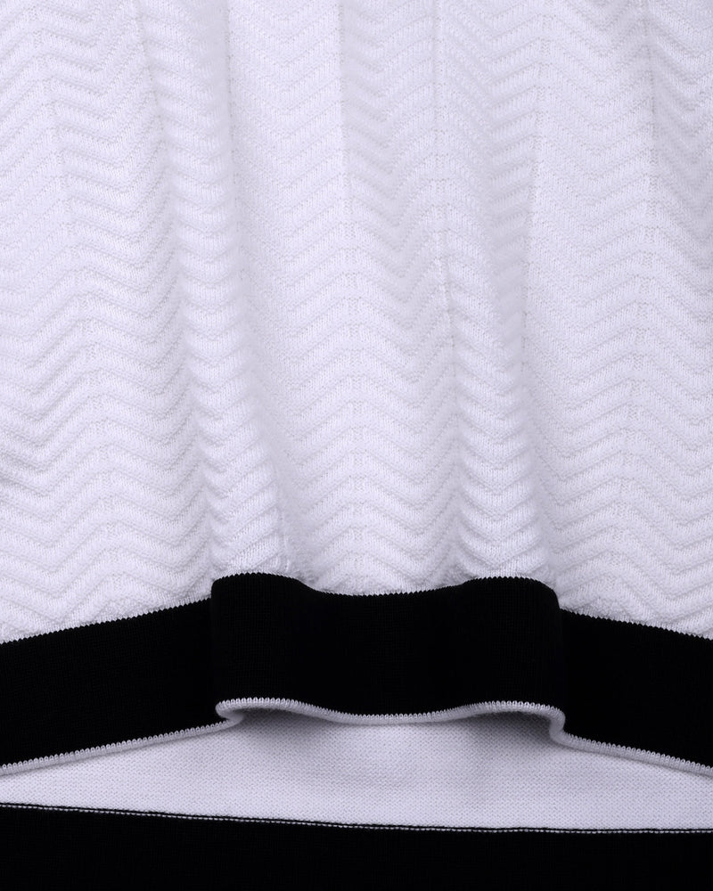 Ternary Black And White Knitted Cotton Polo T-Shirt