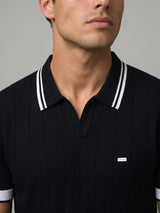 Turtle Black Knitted Cotton Polo T-Shirt