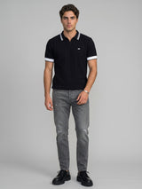 Turtle Black Knitted Cotton Polo T-Shirt