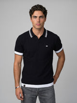 Turtle Black Knitted Cotton Polo T-Shirt