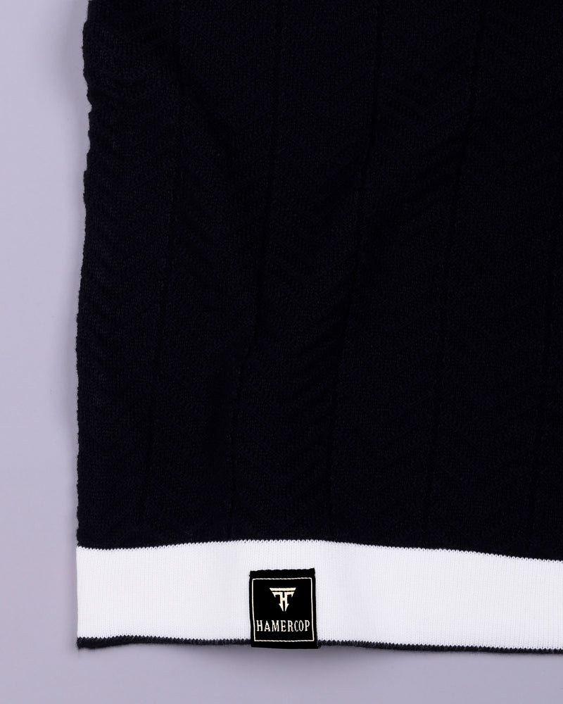 Turtle Black Knitted Cotton Polo T-Shirt