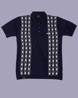 Jimra NavyBlue Knitted Cotton Designer Polo T-Shirt