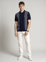 Jimra NavyBlue Knitted Cotton Designer Polo T-Shirt