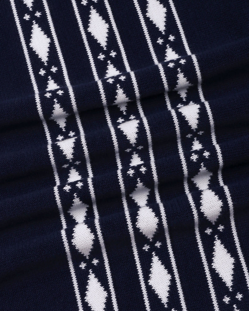 Jimra NavyBlue Knitted Cotton Designer Polo T-Shirt