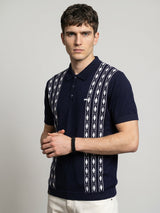 Jimra NavyBlue Knitted Cotton Designer Polo T-Shirt