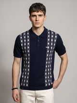 Jimra NavyBlue Knitted Cotton Designer Polo T-Shirt