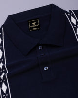Jimra NavyBlue Knitted Cotton Designer Polo T-Shirt