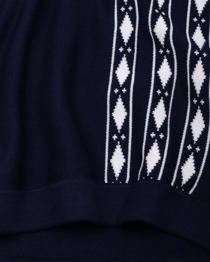 Jimra NavyBlue Knitted Cotton Designer Polo T-Shirt