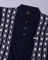 Jimra NavyBlue Knitted Cotton Designer Polo T-Shirt