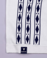 Jimra White Knitted Cotton Designer Polo T-Shirt