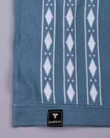 Jimra Dusty Blue Knitted Cotton Designer Polo T-Shirt