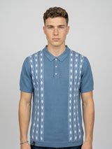 Jimra Dusty Blue Knitted Cotton Designer Polo T-Shirt
