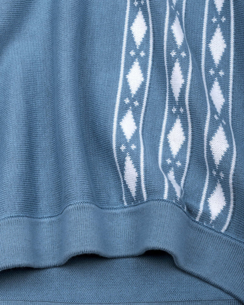 Jimra Dusty Blue Knitted Cotton Designer Polo T-Shirt