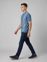 Jimra Dusty Blue Knitted Cotton Designer Polo T-Shirt