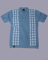 Jimra Dusty Blue Knitted Cotton Designer Polo T-Shirt