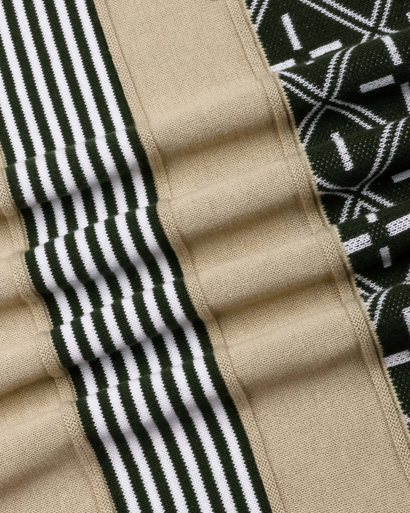 Pixin Green With Cream Knitted Cotton T-Shirt