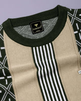 Pixin Green With Cream Knitted Cotton T-Shirt