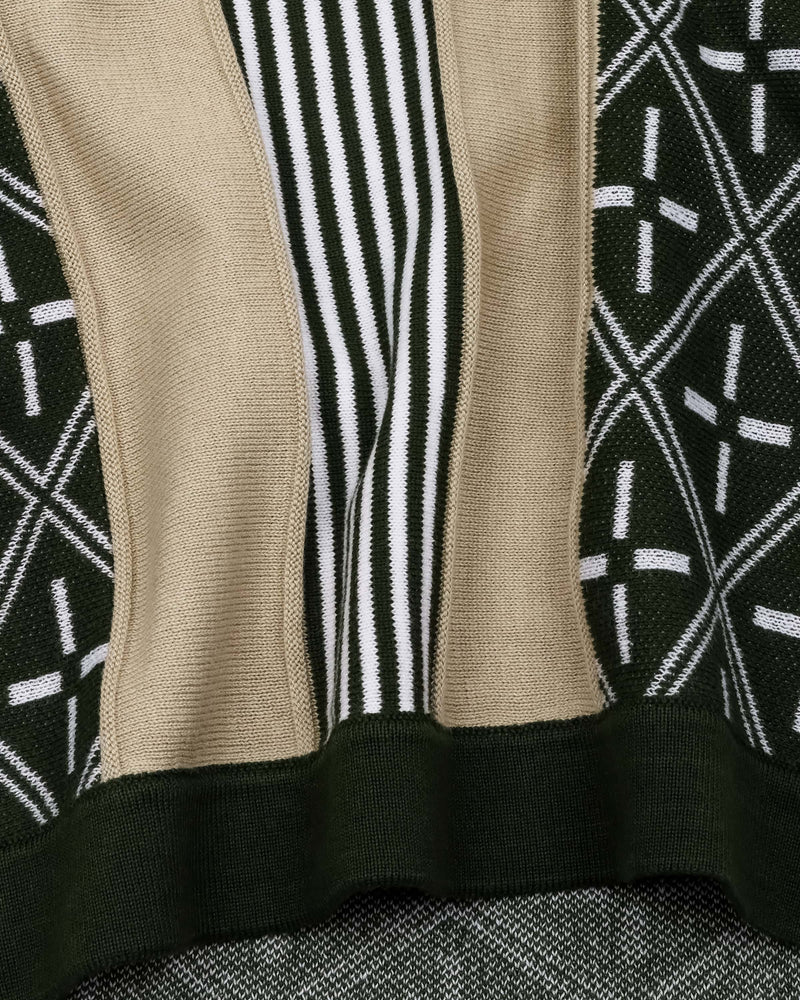 Pixin Green With Cream Knitted Cotton T-Shirt