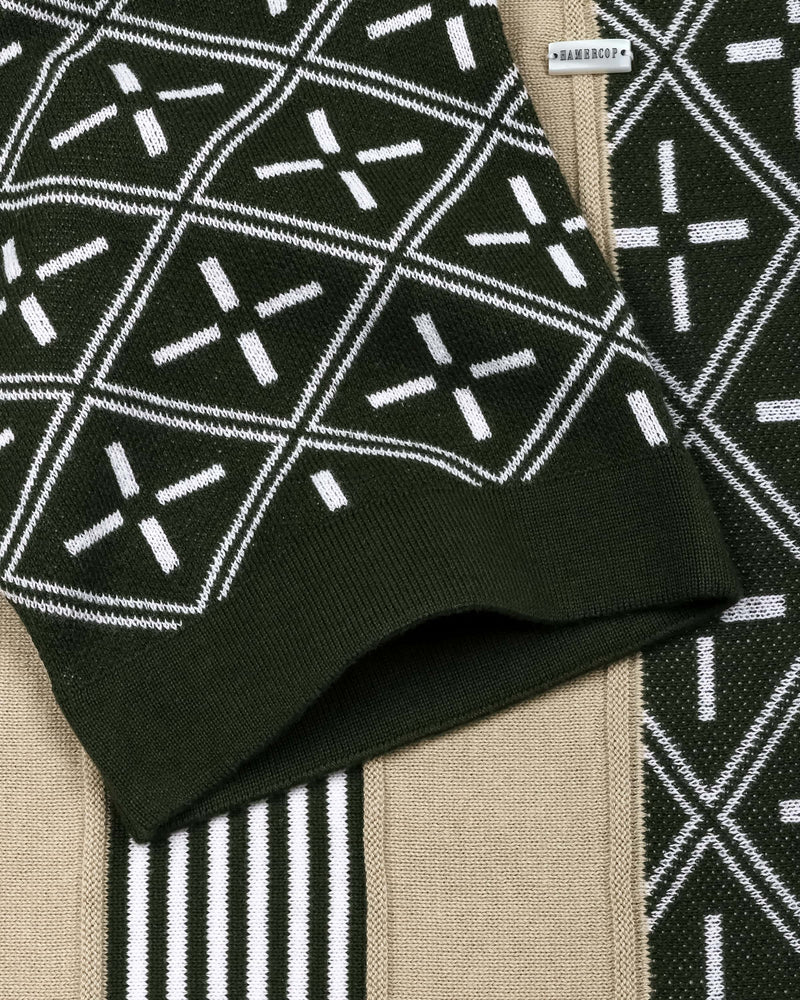 Pixin Green With Cream Knitted Cotton T-Shirt